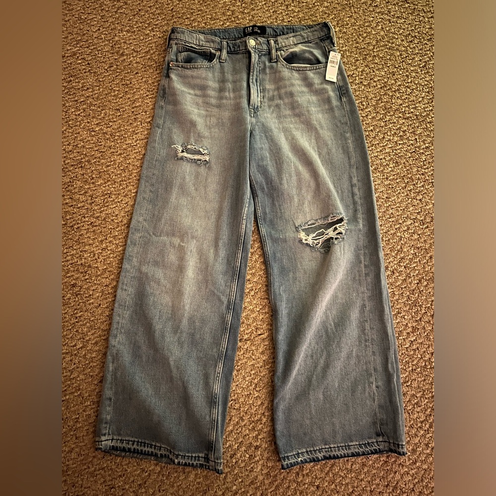 Gap wide leg distressed jeans
